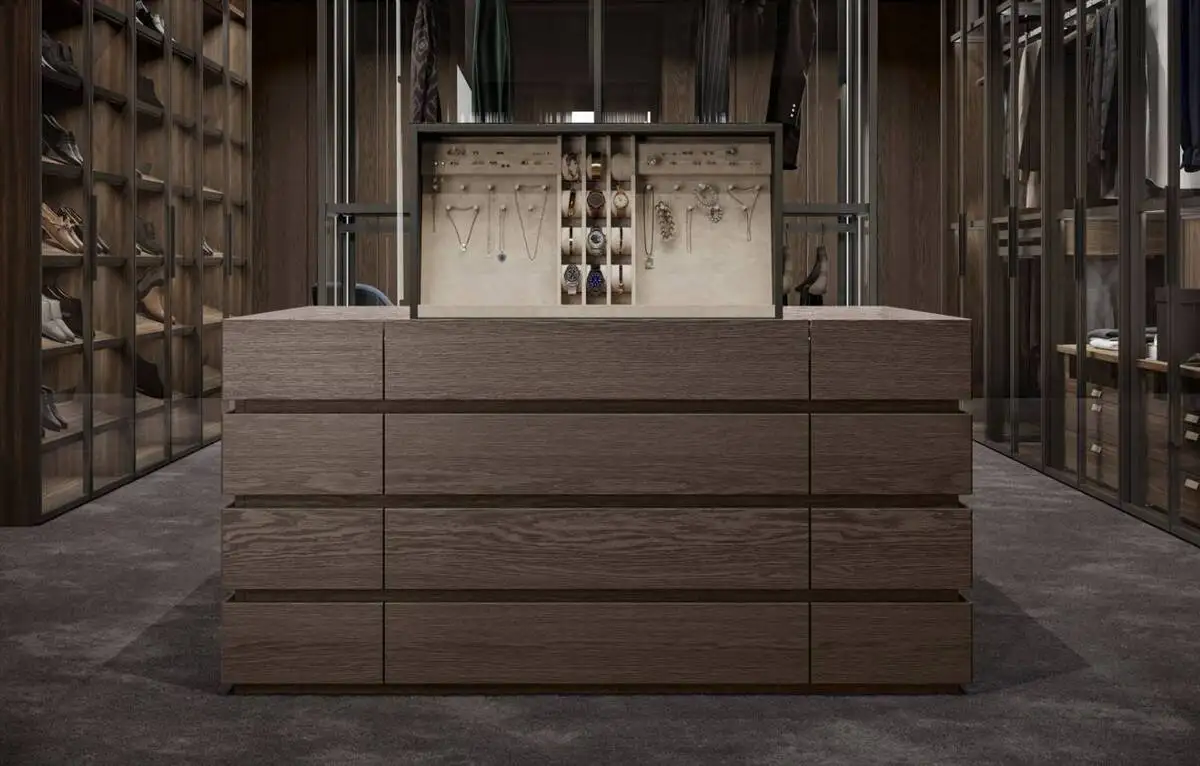 Dressing cabine avec �lot Olivieri sur mesure