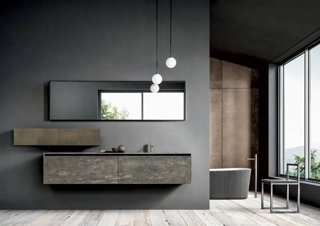 Conception d'une salle de bain minimaliste pour suite parentale � La Cadi�re d'Azur