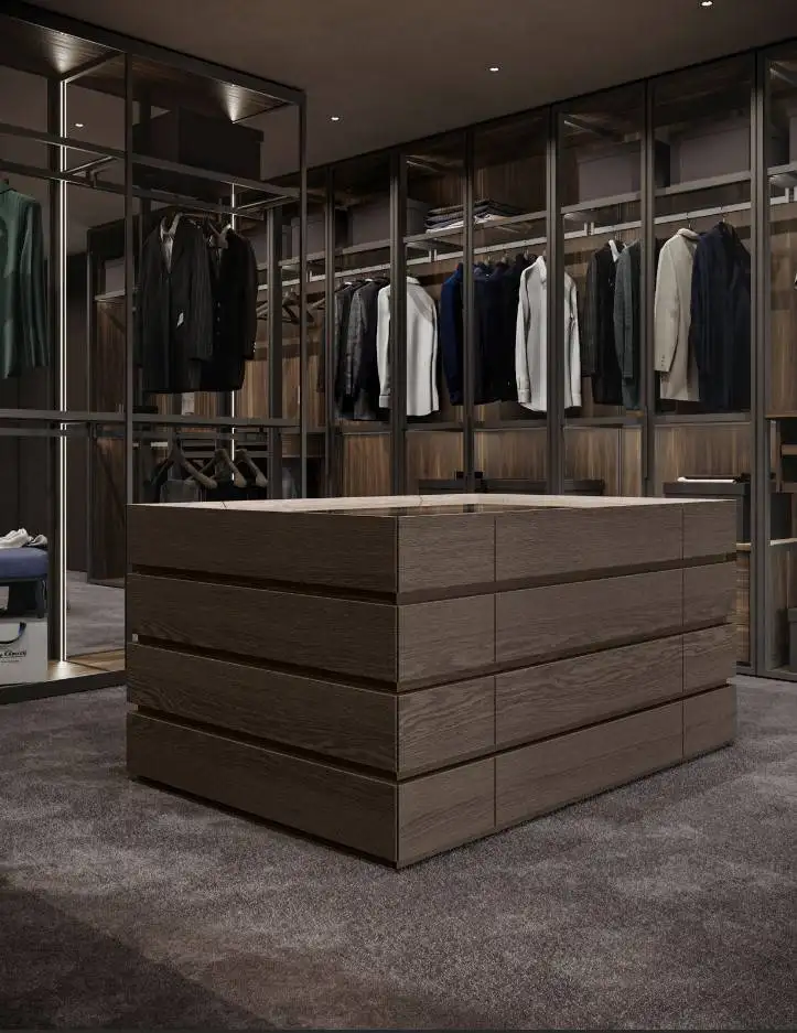 Dressing cabine avec �lot Olivieri sur mesure, tout le confort � l�italienne chez vous